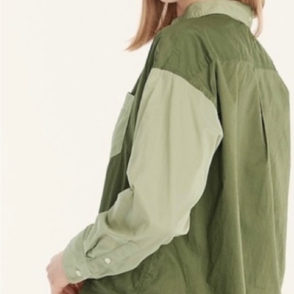 J.Crew Blouse Women Size 6 Relax-Fit Long Sleeves Collared Lightweight Pocket - Picture 2 of 13